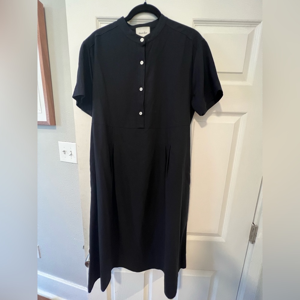Steven Alan Silk Navy Henley Dress Small